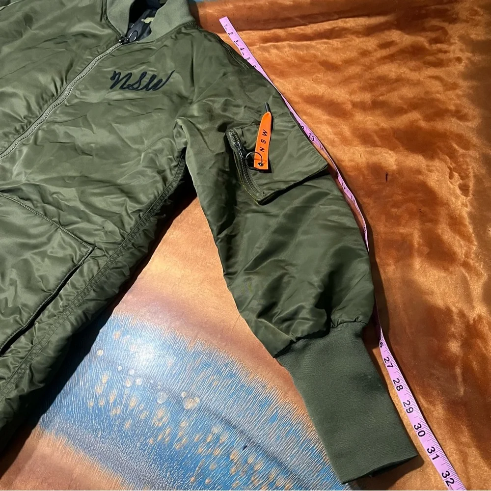 Nike NSW Insulated Long Varsity Bomber Jacket Green Camo Orange  Jacket small